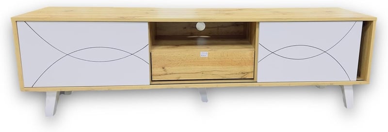 MAF furniture طاولة تلفزيون خشبية حديثة MAF مع رفوف تخزين وأدراج - Image 4
